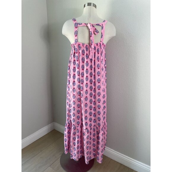 Old Navy Womens Large Floral Tie Back Cutout Maxi Swing Dress Pockets Sleeveless - Picture 4 of 13